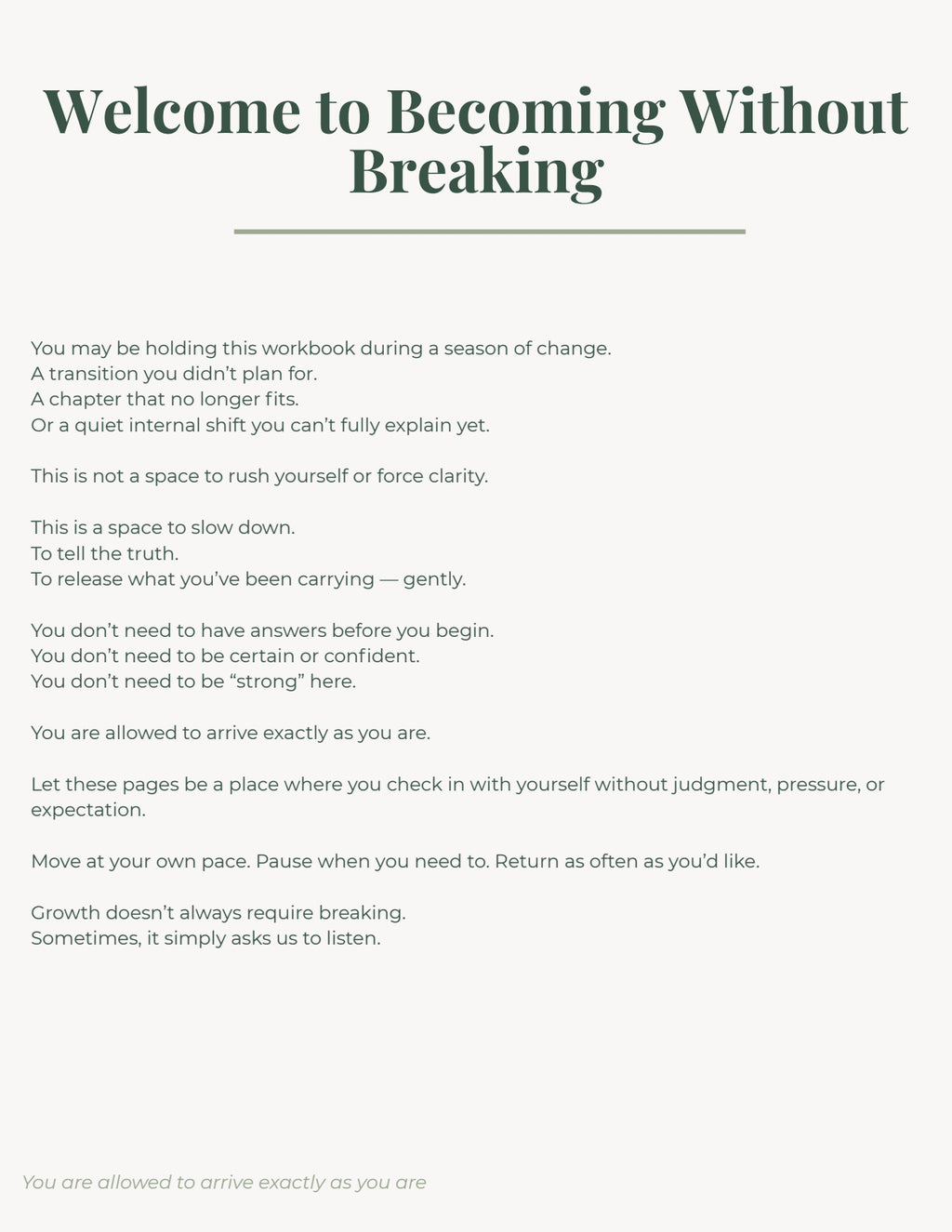 Becoming Without Breaking: A Guided Workbook for Women Navigating Life Transitions