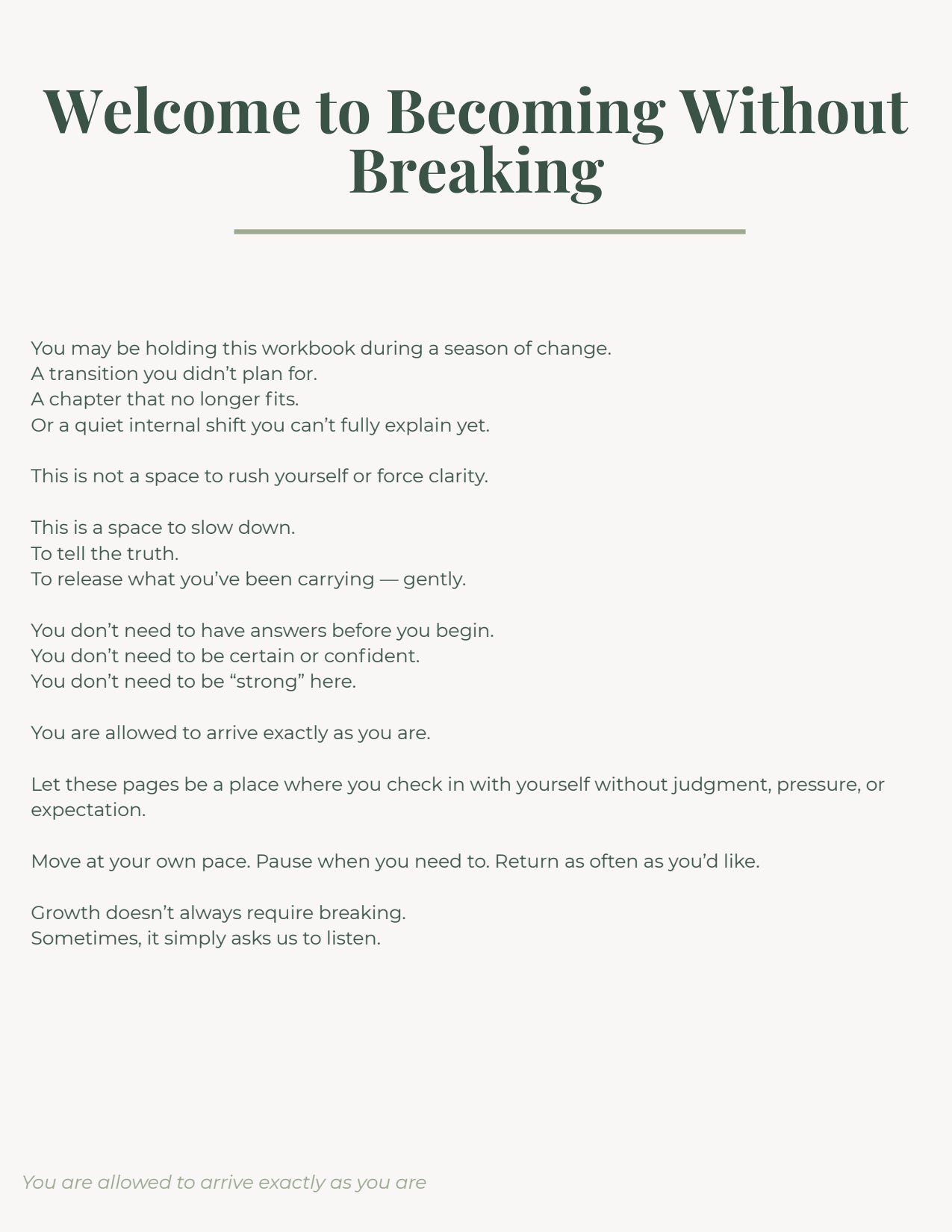 Becoming Without Breaking: A Guided Workbook for Women Navigating Life Transitions